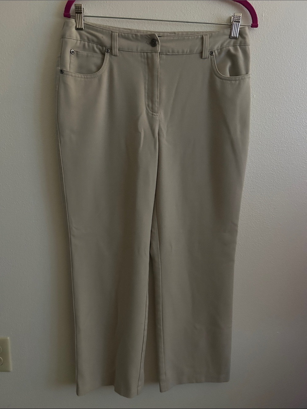 Classic Rafaella Beige 8 Women Straight-Leg Stretch Office Dress Trousers Pants